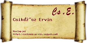 Csikász Ervin névjegykártya