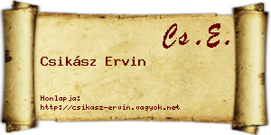 Csikász Ervin névjegykártya