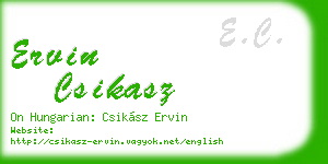 ervin csikasz business card